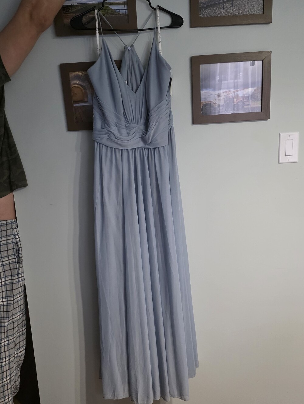 Elegant Light Blue V-Neck Chiffon Maxi Dress